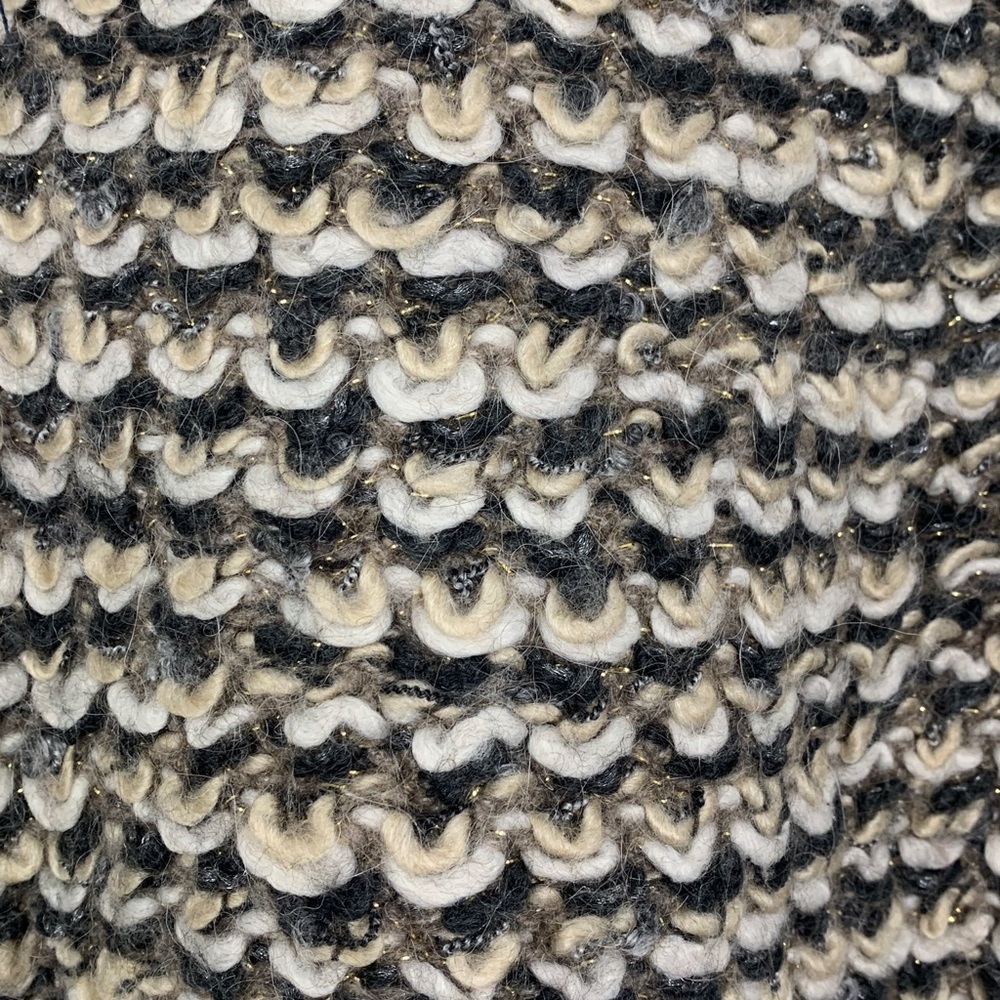 Textured Crochet Knit Button-Front Sweater Cardigan - Brown/Cream - Picture 9 of 10